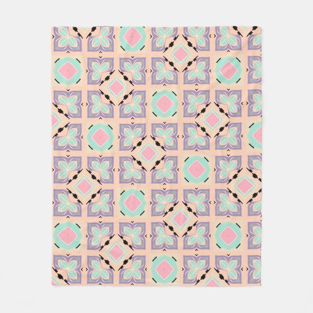 Manta Polar Pastel Geometric Tile Pattern | Pink Mint Purple  (Anverso)