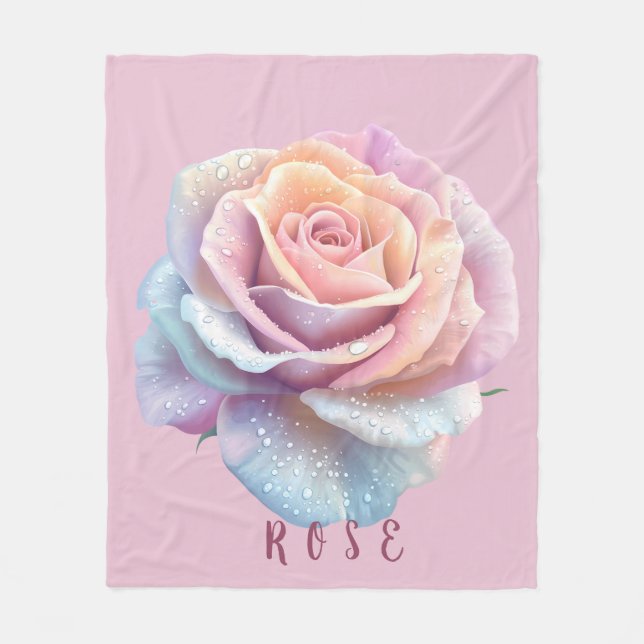 Manta Polar Pastel Iridescent Rose & Dewdrops Romantic (Anverso)