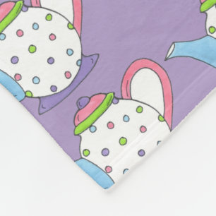 Manta Polar Pastel Polka Dot Rosa Azul Teapot Tea Fiesta