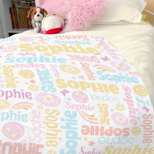 Manta Polar Pastel preppy smilie caras estrella nombre de cost (Subido por el creador)
