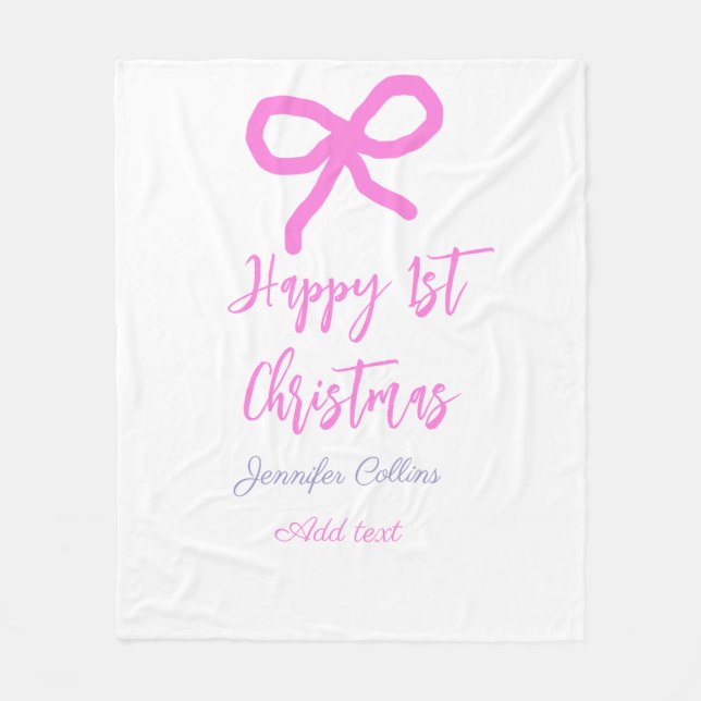 Manta Polar Pastel rosa morado feliz primer Navidades doblar n (Anverso)