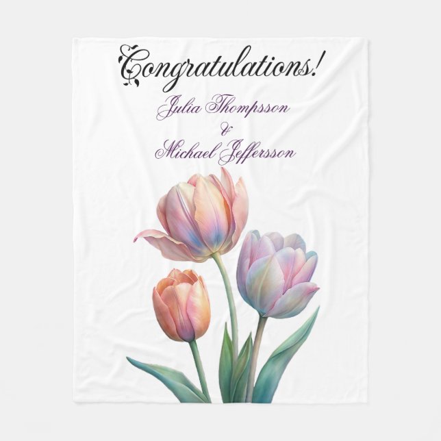 Manta Polar Pastel Tulip Boda Suite Típografía elegante (Anverso)