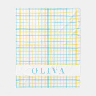 Manta Polar Pastel Yellow Blue Plaid Custom Name