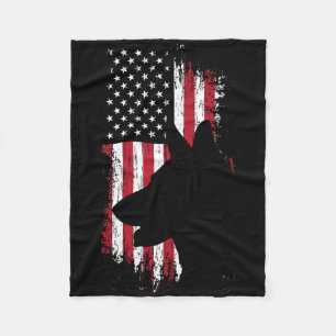 Manta Polar Pastor Alemán Camisa de Bandera Estadounidense Pat