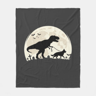 Manta Polar Pastor Alemán Silueta de Halloween Dinosaurio Luna