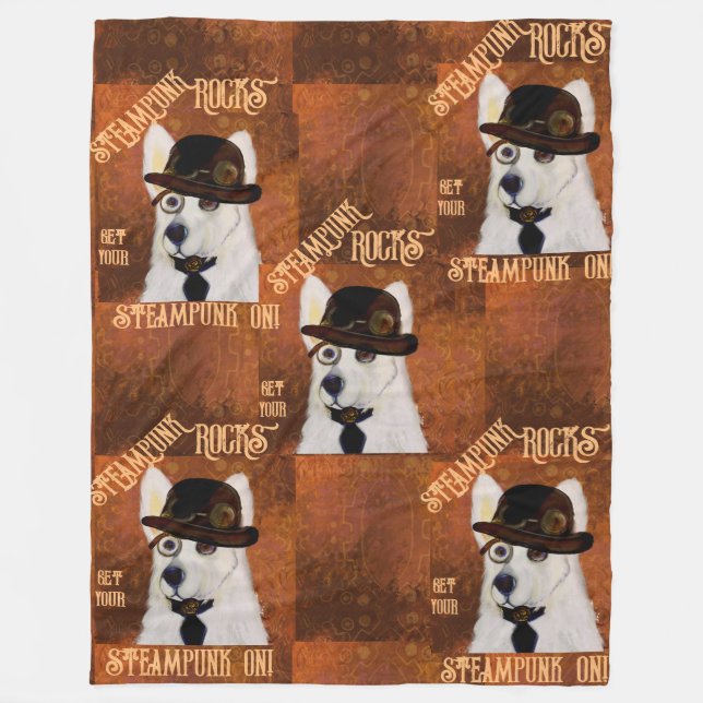 Manta Polar Pastor Alemán Steampunk  (Anverso)