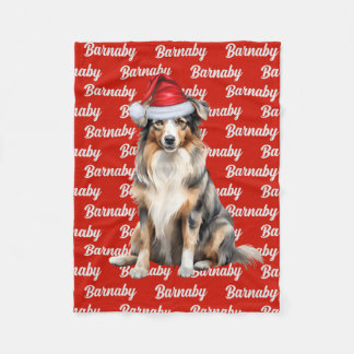 Manta Polar Pastor australiano Santa Dog con nombre