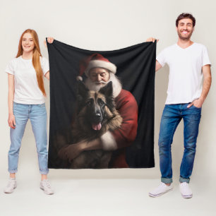 Manta Polar Pastor Belga Santa Claus Navideño Festivo