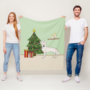 Manta Polar Pastor Suizo Blanco Árbol de Navidad