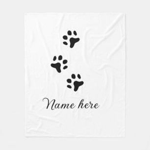 Manta Polar Pata de perro mascota negro añadir nombre texto fo