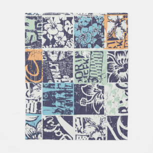 Manta Polar Patchwork de surf: patrón de cosecha de grunge