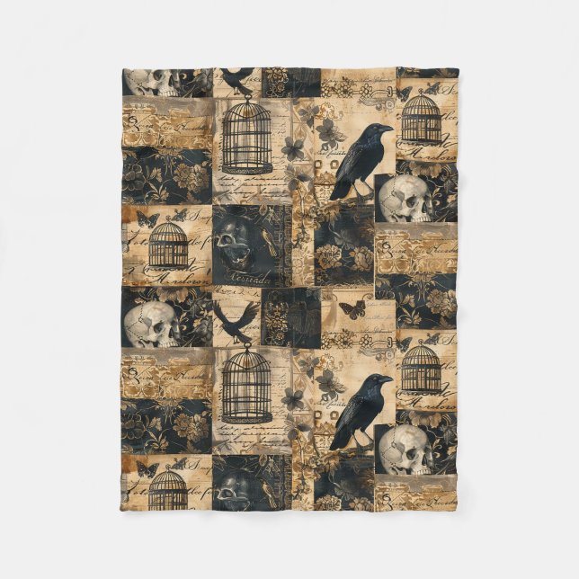Manta Polar Patchwork de Victoria para Halloween (Anverso)