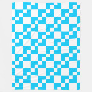 Manta Polar Patchwork Domino: azul cielo y blanco