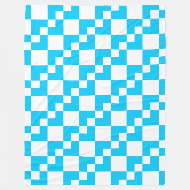 Manta Polar Patchwork Domino: azul cielo y blanco (Anverso)