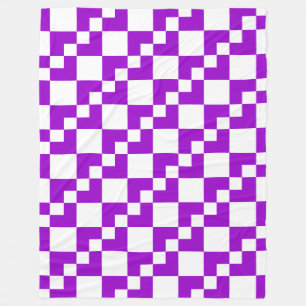 Manta Polar Patchwork Domino: morado y blanco