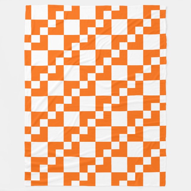 Manta Polar Patchwork Domino: Naranja y blanco (Anverso)