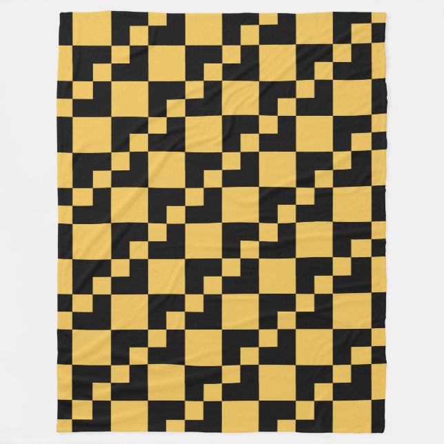 Manta Polar Patchwork Domino: negro y ámbar (Anverso)