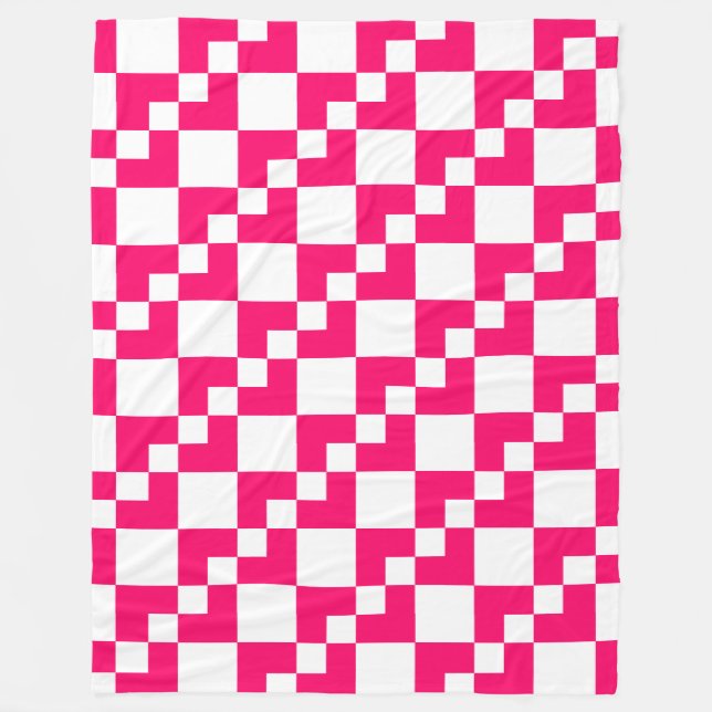 Manta Polar Patchwork Domino - Neon rojo y blanco (Anverso)