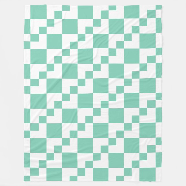 Manta Polar Patchwork Domino - verde blanco y pálido 7dcfb6 (Anverso)