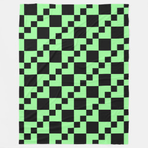 Manta Polar Patchwork Domino: verde y negro de menta