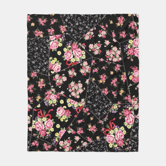 Manta Polar Patchwork floral: diseño sin Bonitos. (Anverso)