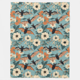 Manta Polar Patchwork floral Halloween Bats & Flowers