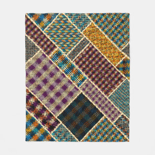 Manta Polar Patchwork indio: Imitación texturizada de lienzo.