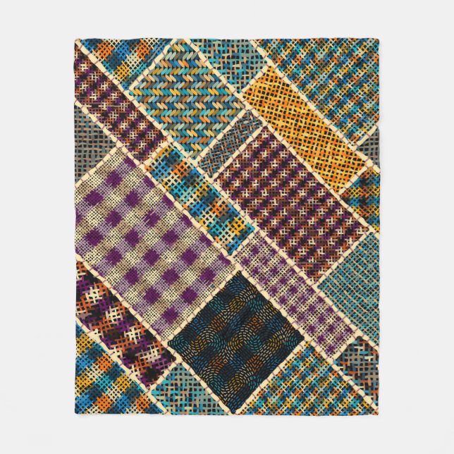 Manta Polar Patchwork indio: Imitación texturizada de lienzo. (Anverso)