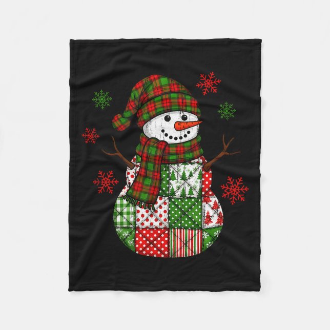 Manta Polar Patchwork Snowman, Retro Funny Christmas  (Anverso)