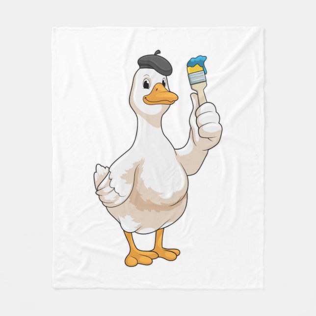 Manta Polar Pato como pintador con pincel de pintura (Anverso)