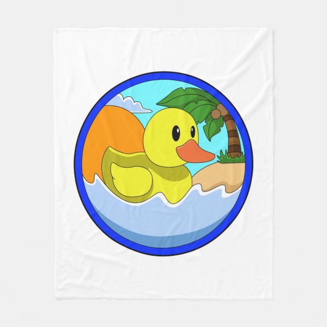 Manta Polar Pato en la playa con palmeras.PNG (Anverso)