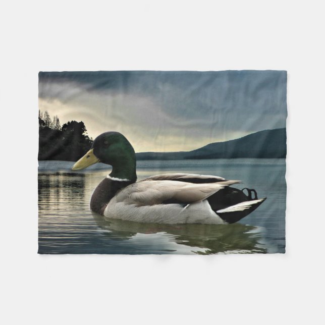 Manta Polar Pato Mallard En El Lago (Frente (Horizontal))