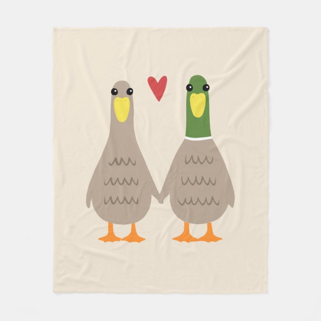 Manta Polar Patos de amor | Pareja Cute Ducks (Anverso)