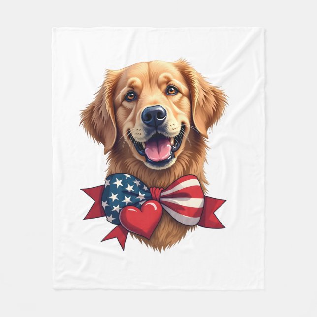 Manta Polar Patriotic Golden Retriever Lover Vintage Shirt (Anverso)