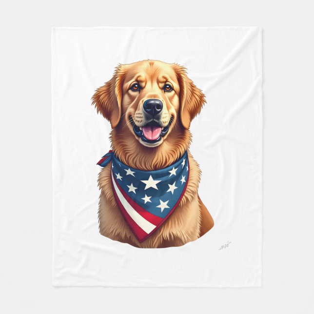 Manta Polar Patriotic Golden Retriever Vintage Engraving Shirt (Anverso)