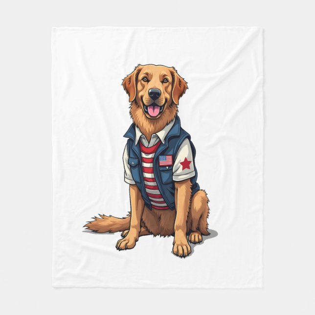 Manta Polar Patriotic Service Dog Golden Retriever Shirt 4 (Anverso)
