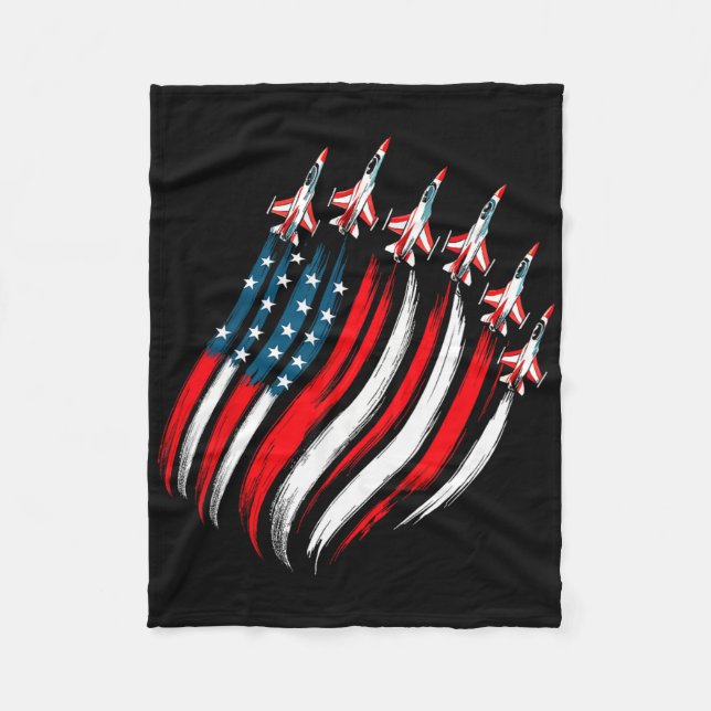 Manta Polar Patriotic Usa Flag Fighter Jets Boys Mens 4th Of J (Anverso)