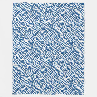 Manta Polar Patrón abstracto 110523 - Blanco sobre azul Shibor