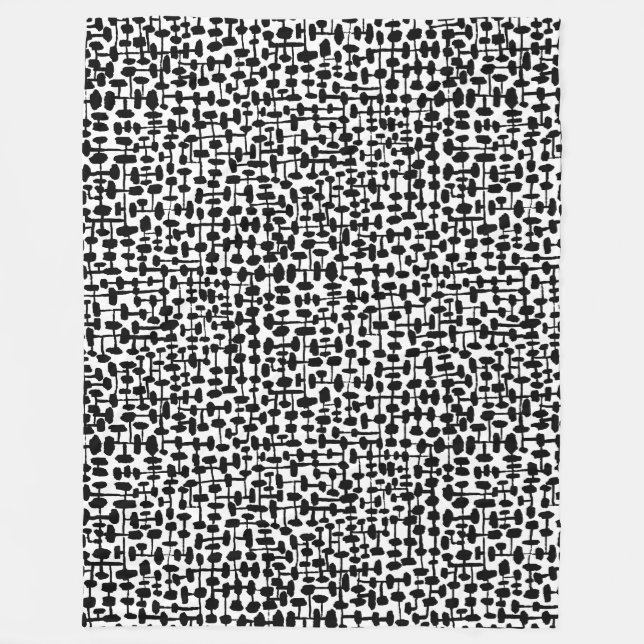 Manta Polar Patrón abstracto 190621 Negro sobre blanco (Anverso)