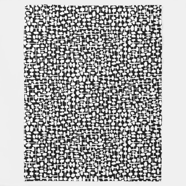 Manta Polar Patrón abstracto 190621 Negro sobre blanco flaco (Anverso)