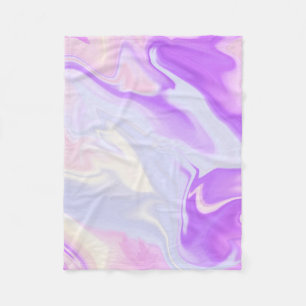 Manta Polar Patrón abstracto de acuarela azul morado blanco