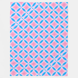 Manta Polar Patrón abstracto de cuadrados rosados y azules