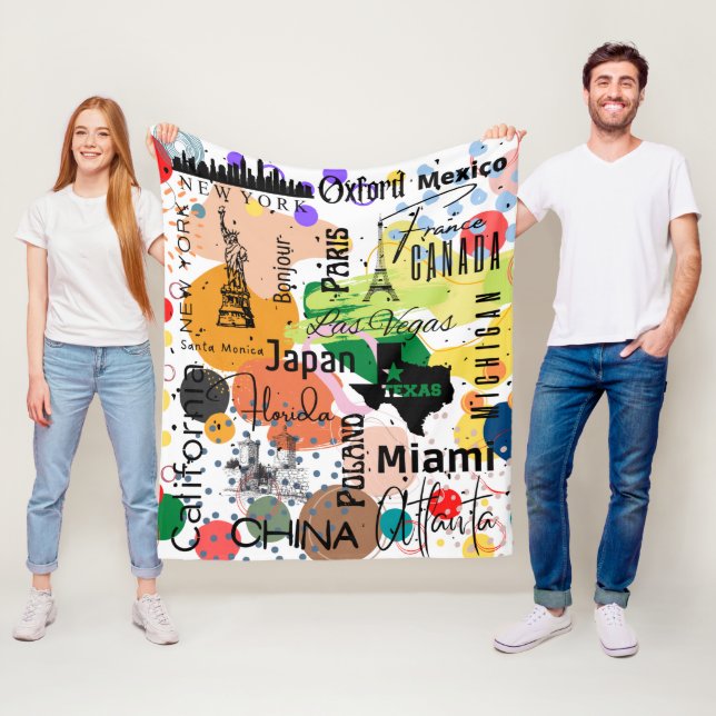 Manta Polar Patrón abstracto de estilo París colorido (In situ)