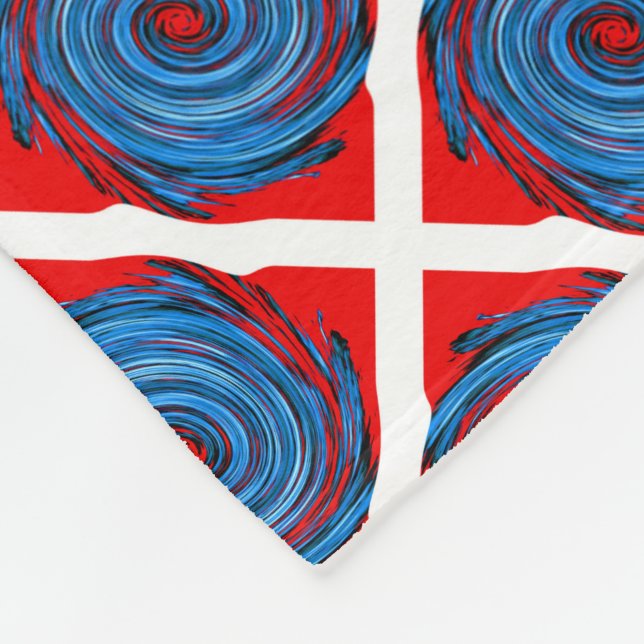Manta Polar Patrón abstracto de remolque rojo azul (Esquina)