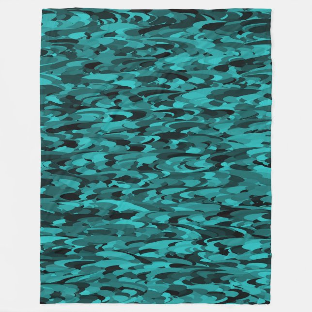 Manta Polar Patrón abstracto Verde azulado negro (Anverso)