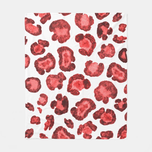 Manta Polar Patrón acuarela ilustracion piel de leopardo. Fals (Anverso)