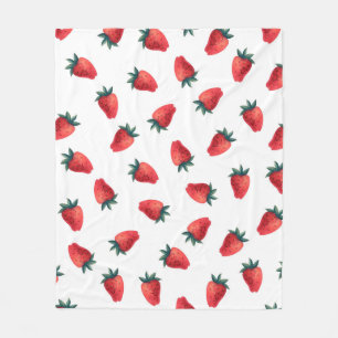 Manta Polar Patrón acuarela transparente con fresas