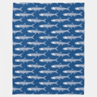 Manta Polar Patrón anchovy - Blanco y azul shibori