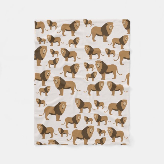 Manta Polar Patrón animal de león de la jungla (Anverso)