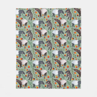 Manta Polar Patrón animal tapir verde y negro de Malasia